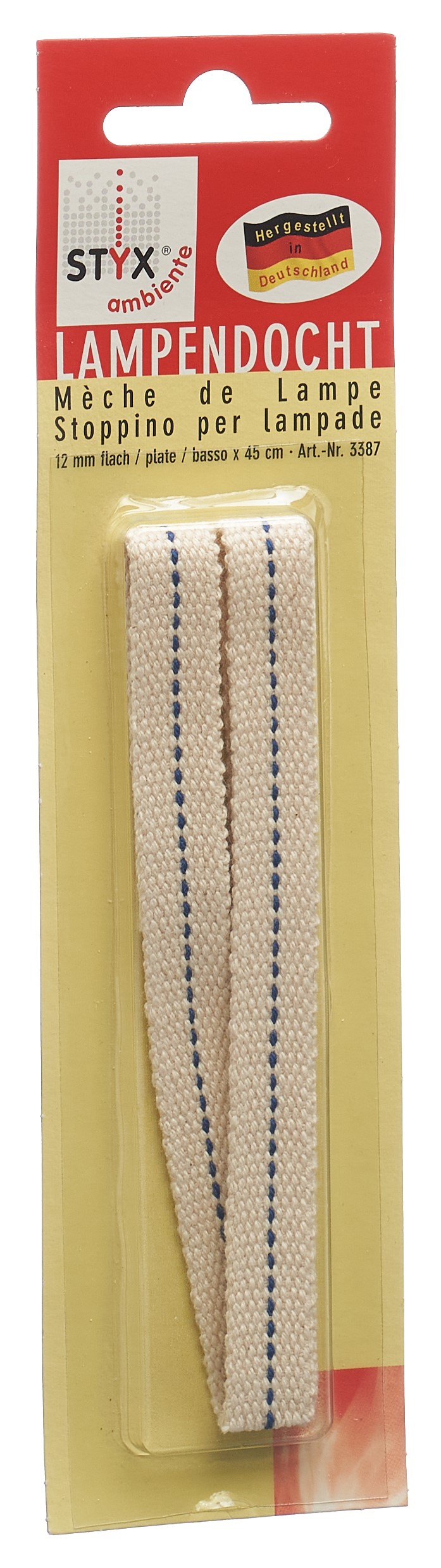 Styx mèche de lampe plate 12mmx45cm