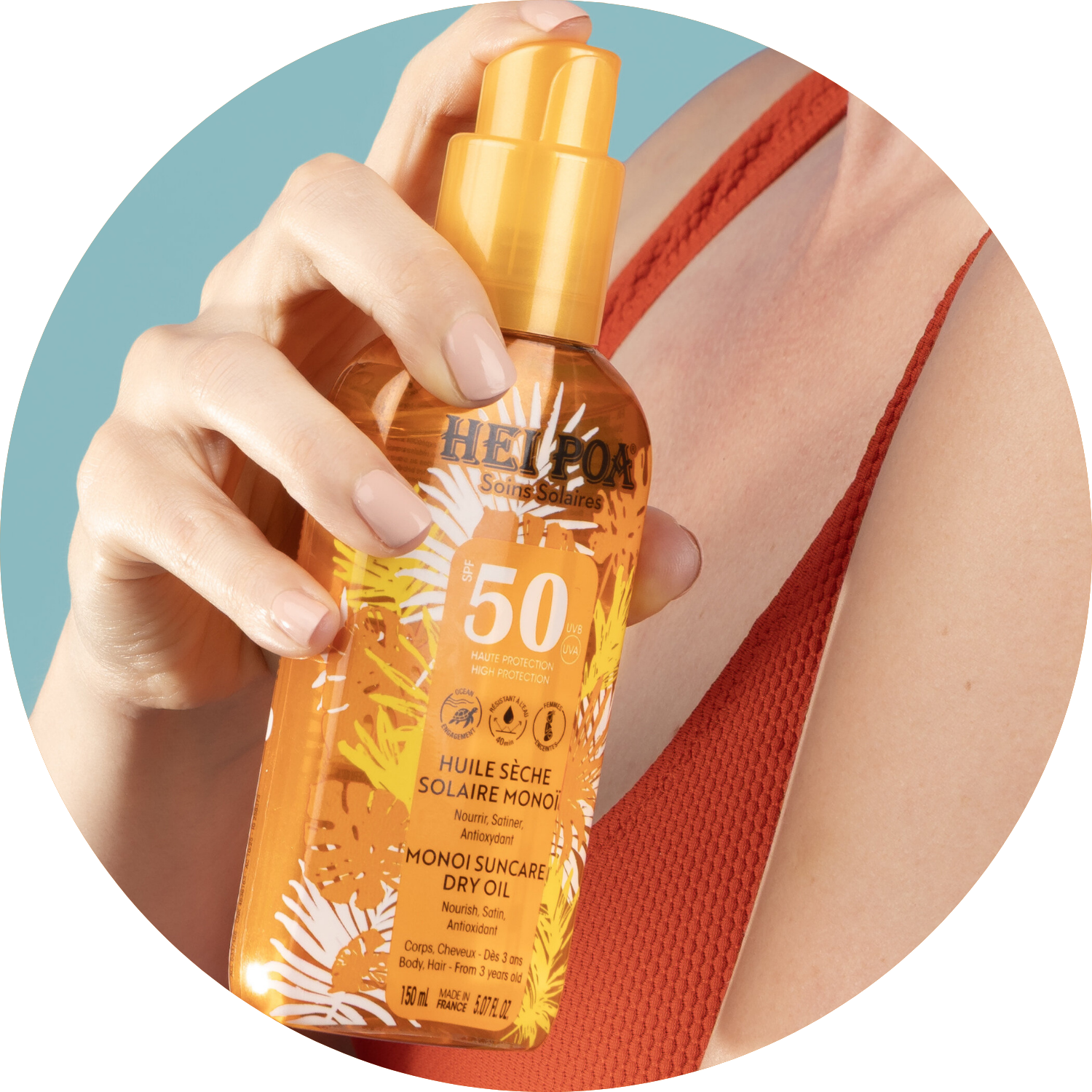 Hei poa huile sèche monoï spf50 150ml